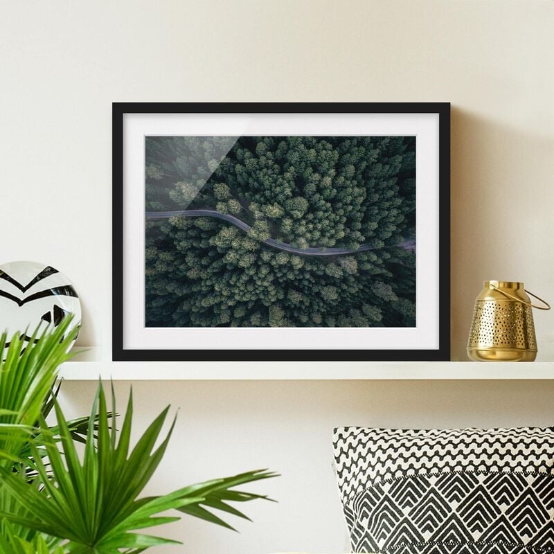 

Póster enmarcado - Veduta aerea - Forest Road From The Top Dimensión LxA: 50cm x 70cm, Marco: Negro