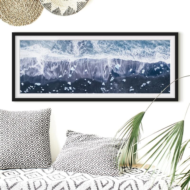 

Póster enmarcado - Veduta aerea - Jökulsárlón in Islanda Dimensión LxA: 20cm x 50cm, Marco: Negro