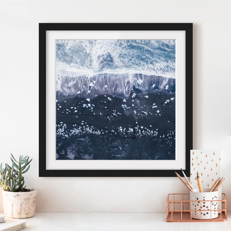 

Póster enmarcado - Veduta aerea - Jökulsárlón in Islanda Dimensión LxA: 20cm x 20cm, Marco: Negro
