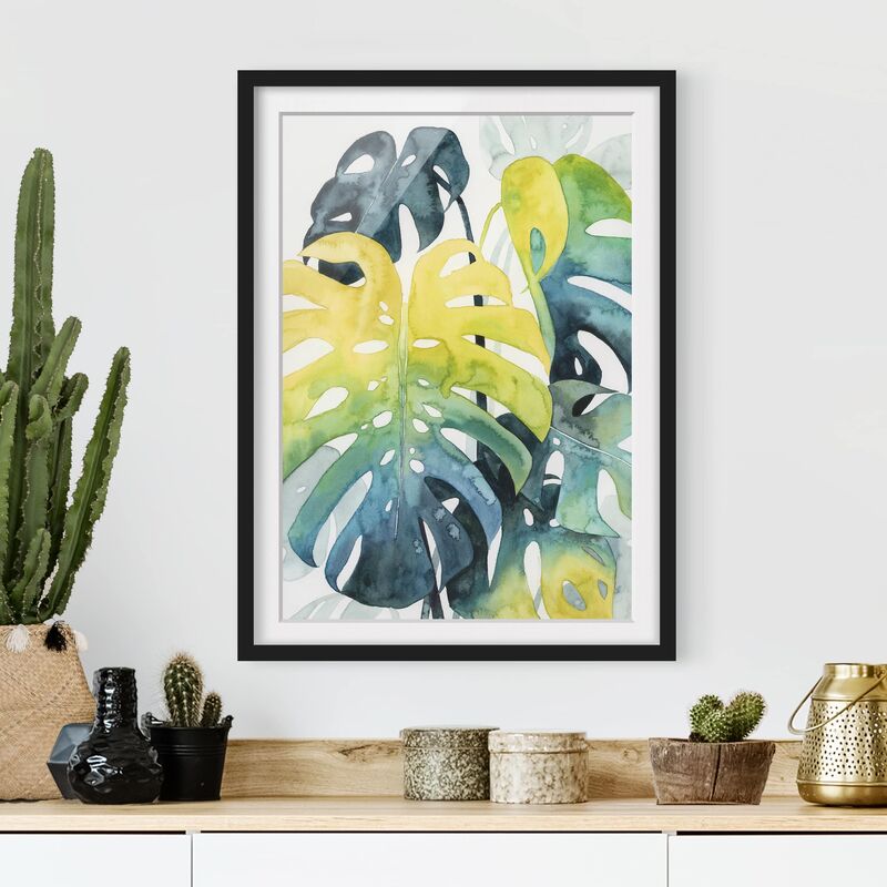 

Póster enmarcado - Vegetazione Tropicale - Monstera Dimensión LxA: 70cm x 50cm, Marco: Negro