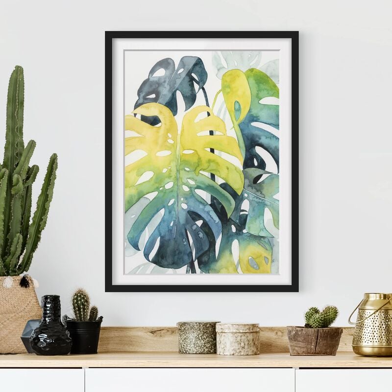 

Póster enmarcado - Vegetazione Tropicale - Monstera Dimensión LxA: 40cm x 30cm, Marco: Negro