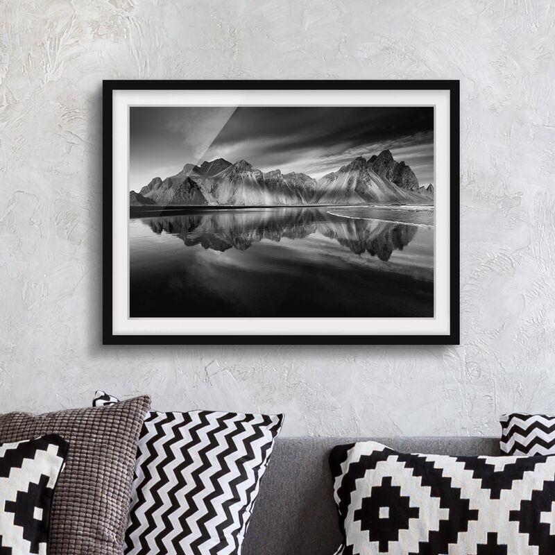 

Póster enmarcado - Vesturhorn In Islanda Dimensión LxA: 40cm x 55cm, Marco: Negro