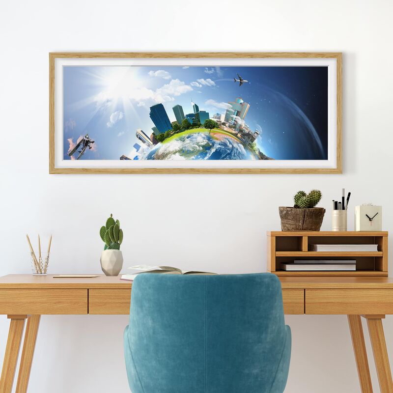 

Póster enmarcado - Viaggio Intorno Al Mondo Dimensión LxA: 40cm x 100cm, Marco: Roble