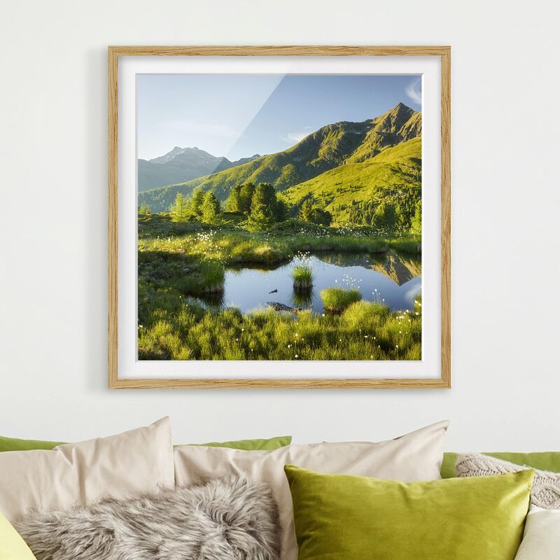 

Póster enmarcado - View From Hirschbichl To Defereggental Dimensión LxA: 20cm x 20cm, Marco: Roble