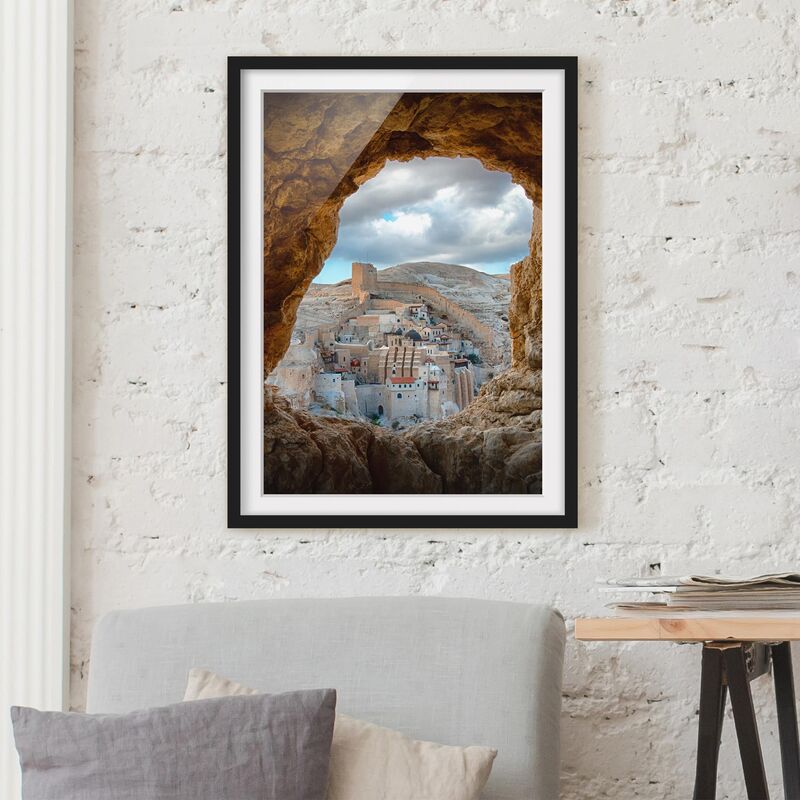 

Póster enmarcado - View Of A Monastery Dimensión LxA: 55cm x 40cm, Marco: Negro