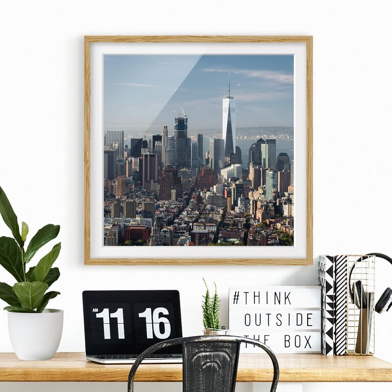 

Póster enmarcado - View Of The Empire State Building Dimensión LxA: 70cm x 70cm, Marco: Roble