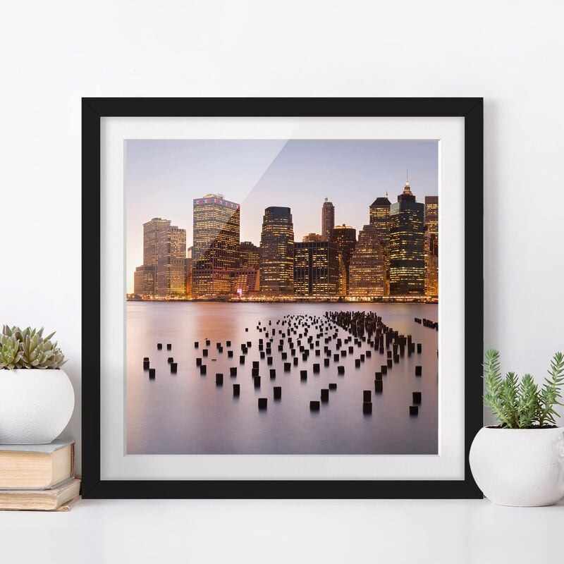 

Póster enmarcado - View Of Manhattan Skyline Dimensión LxA: 50cm x 50cm, Marco: Negro
