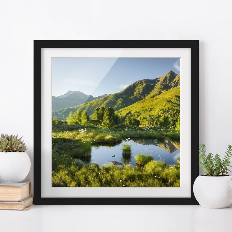 

Póster enmarcado - View From Hirschbichl To Defereggental Dimensión LxA: 70cm x 70cm, Marco: Negro