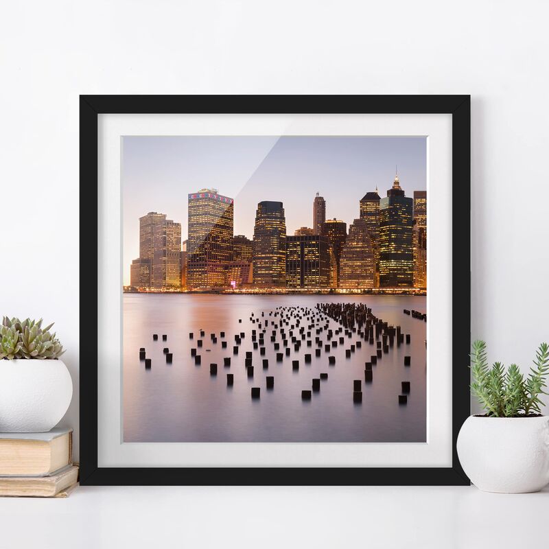 

Póster enmarcado - View Of Manhattan Skyline Dimensión LxA: 70cm x 70cm, Marco: Negro