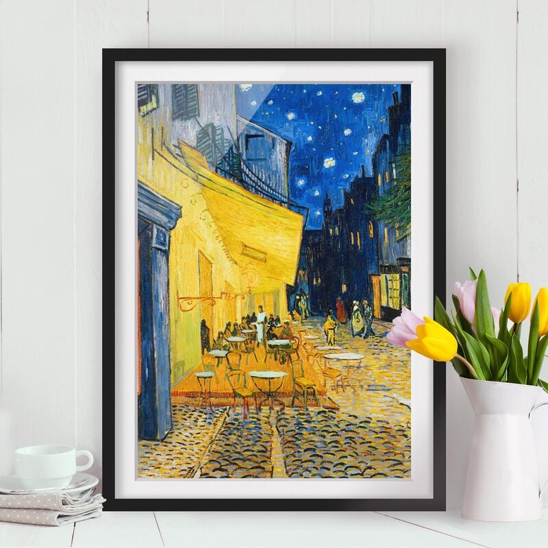 

Póster enmarcado - Vincent Van Gogh - Café Terrace At Night Dimensión LxA: 40cm x 30cm, Marco: Negro