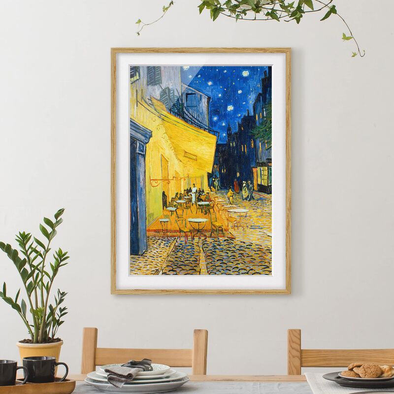 

Póster enmarcado - Vincent Van Gogh - Café Terrace At Night Dimensión LxA: 100cm x 70cm, Marco: Roble