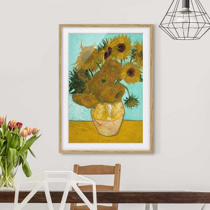 

Póster enmarcado - Vincent Van Gogh - Sunflowers Dimensión LxA: 100cm x 70cm, Marco: Roble