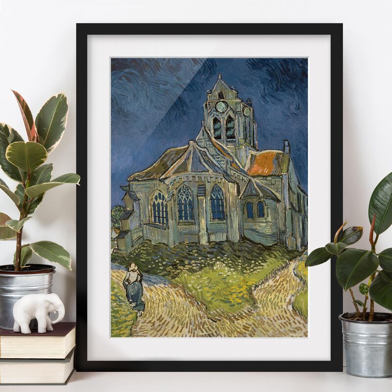 

Póster enmarcado - Vincent Van Gogh - The Church At Auvers Dimensión LxA: 24cm x 18cm, Marco: Negro