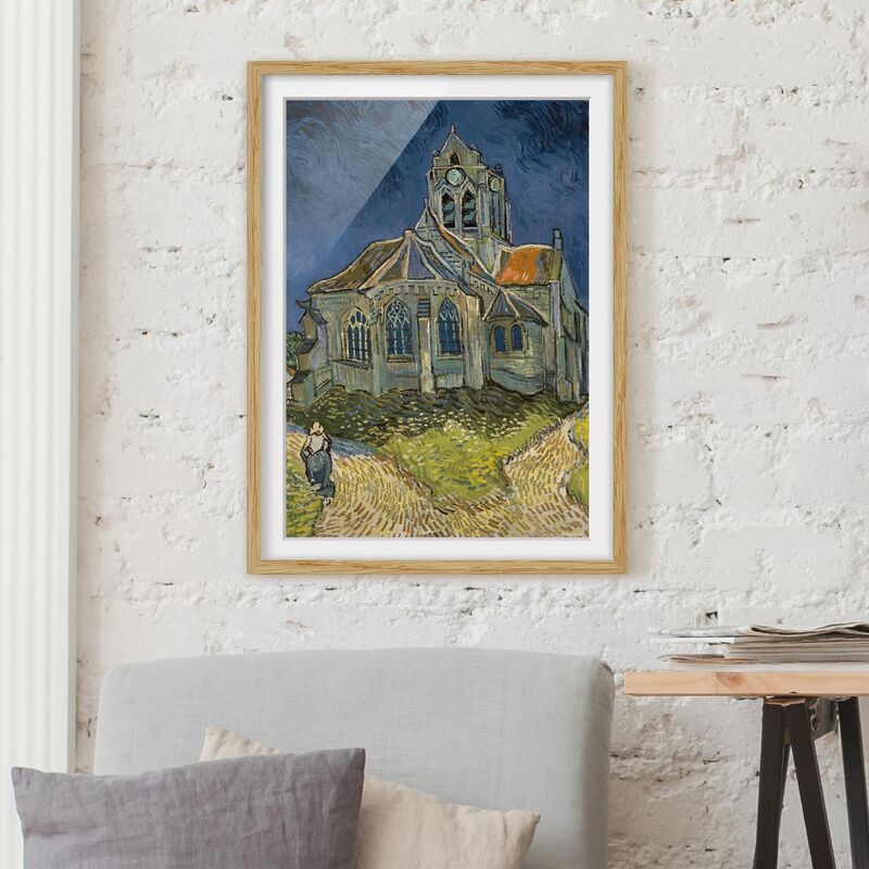 

Póster enmarcado - Vincent Van Gogh - The Church At Auvers Dimensión LxA: 70cm x 50cm, Marco: Roble