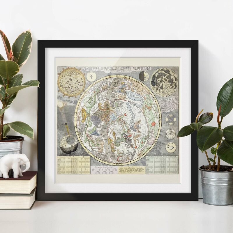 

Póster enmarcado - Vintage Ancient Mappa Stellare Dimensión LxA: 50cm x 50cm, Marco: Negro