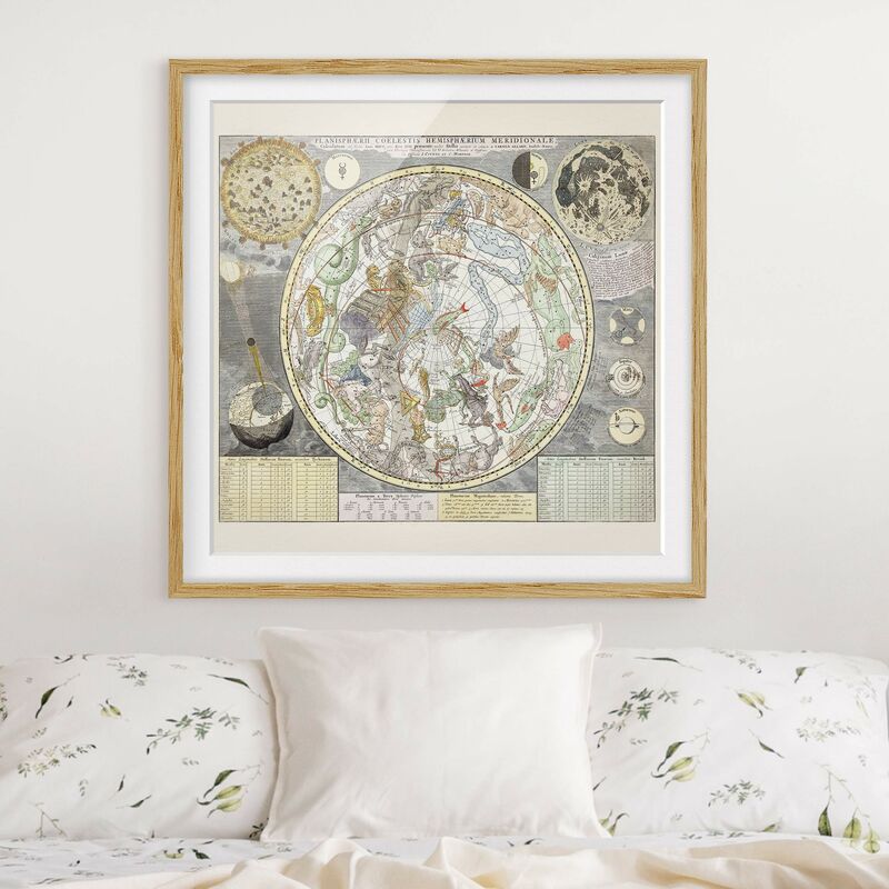 

Póster enmarcado - Vintage Ancient Mappa Stellare Dimensión LxA: 20cm x 20cm, Marco: Roble