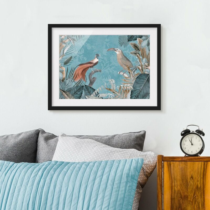 

Póster enmarcado - Vintage Collage - Birds Of Paradise Dimensión LxA: 18cm x 24cm, Marco: Negro