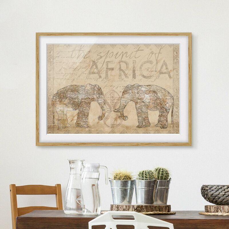 

Póster enmarcado - Vintage Collage - Spirit of Africa Dimensión LxA: 30cm x 40cm, Marco: Roble