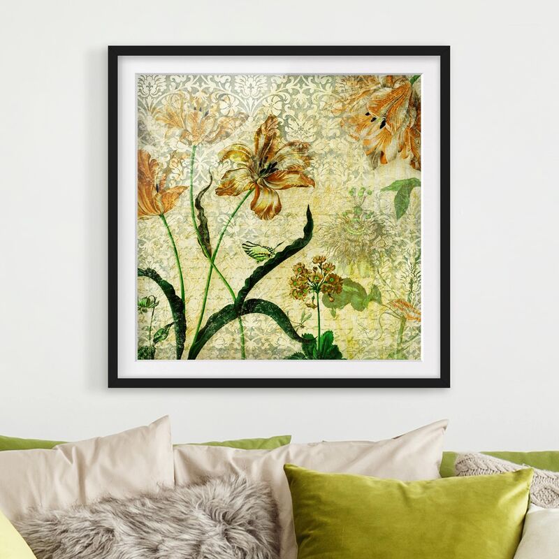 

Póster enmarcado - Vintage Grasses Dimensión LxA: 70cm x 70cm, Marco: Negro