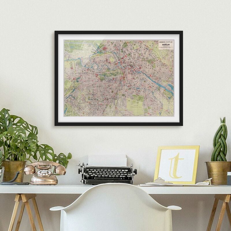 

Póster enmarcado - Vintage Mappa Berlino Dimensión LxA: 50cm x 70cm, Marco: Negro