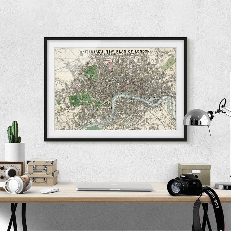 

Póster enmarcado - Vintage Mappa Londra Dimensión LxA: 18cm x 24cm, Marco: Negro