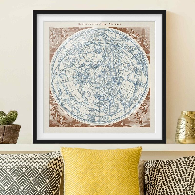 

Póster enmarcado - Vintage Mappa Stellare Southern Hemissphere Dimensión LxA: 50cm x 50cm, Marco: Negro