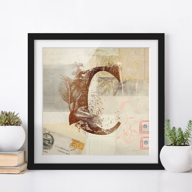 

Póster enmarcado - Vintage oro Alfabeto Lettera C Dimensión LxA: 70cm x 70cm, Marco: Negro