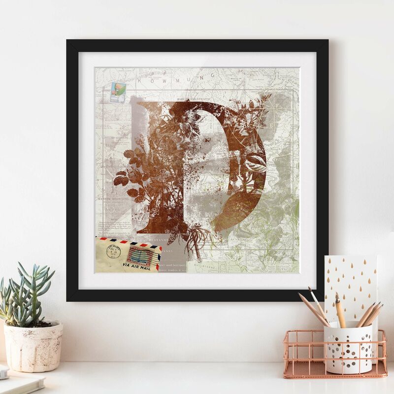 

Póster enmarcado - Vintage oro Alfabeto Lettera D Dimensión LxA: 30cm x 30cm, Marco: Negro