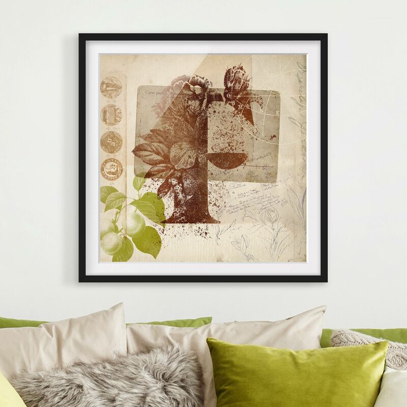 

Póster enmarcado - Vintage oro Alfabeto Lettera F Dimensión LxA: 70cm x 70cm, Marco: Negro