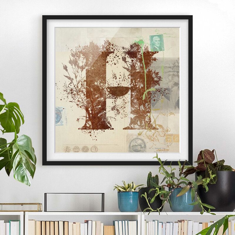 

Póster enmarcado - Vintage oro Alfabeto Lettera H Dimensión LxA: 20cm x 20cm, Marco: Negro