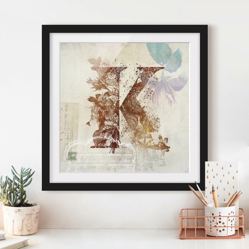 

Póster enmarcado - Vintage oro Alfabeto Lettera K Dimensión LxA: 50cm x 50cm, Marco: Negro