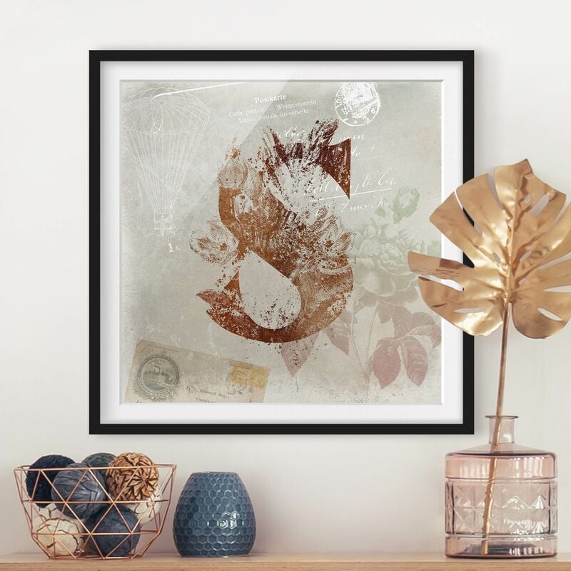 

Póster enmarcado - Vintage oro Alfabeto Lettera S Dimensión LxA: 20cm x 20cm, Marco: Negro