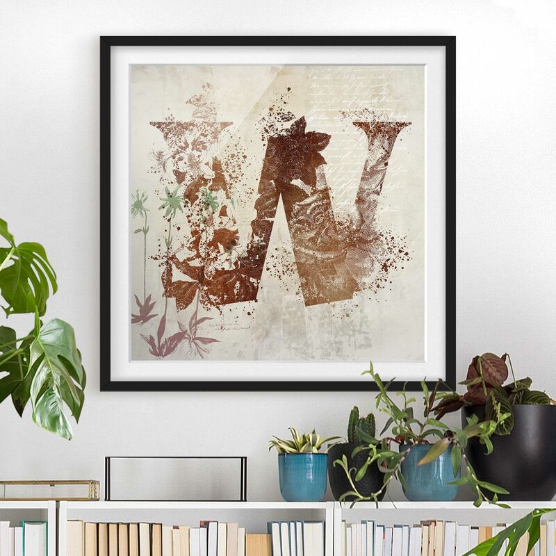 

Póster enmarcado - Vintage oro alfabeto lettera W Dimensión LxA: 70cm x 70cm, Marco: Negro