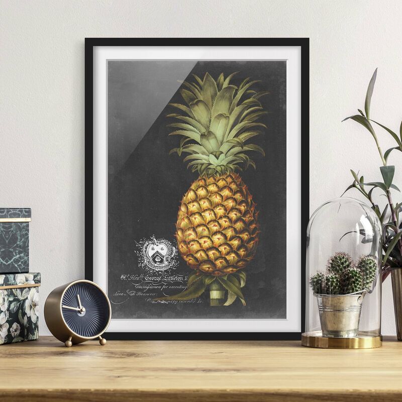 

Póster enmarcado - Vintage Royales foglie su fondo nero V Dimensión LxA: 100cm x 70cm, Marco: Negro