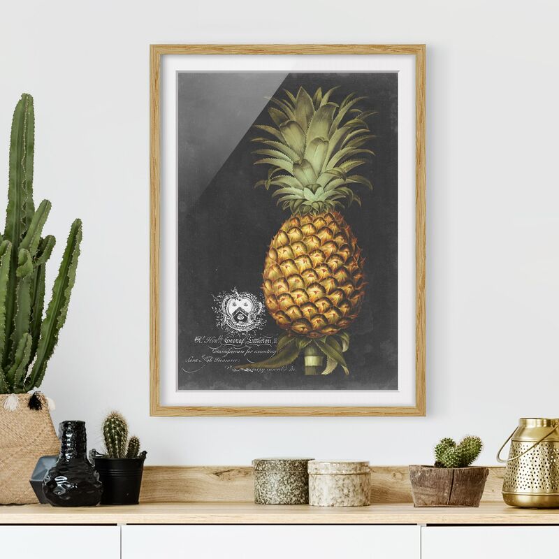 

Póster enmarcado - Vintage Royales foglie su fondo nero V Dimensión LxA: 24cm x 18cm, Marco: Roble