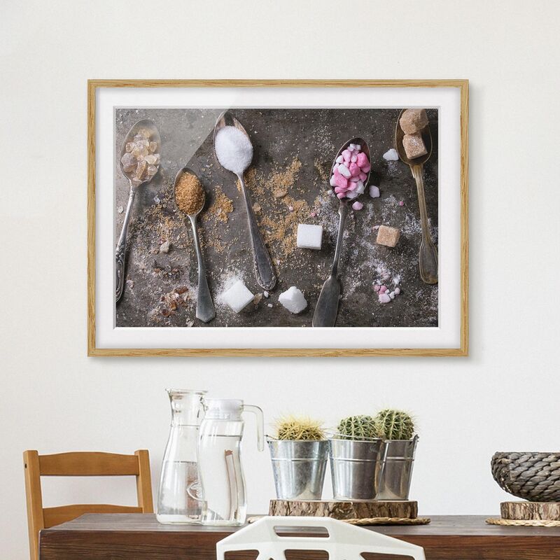 

Póster enmarcado - Vintage Spoon With Sugar Dimensión LxA: 30cm x 40cm, Marco: Roble