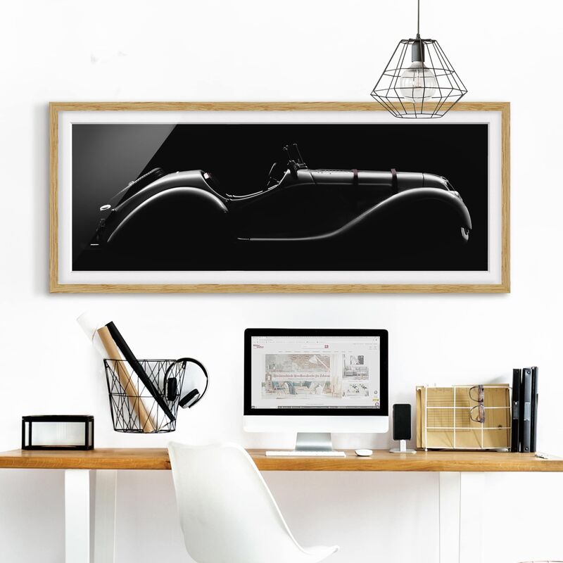 

Póster enmarcado - Vintage silhouette Dimensión LxA: 40cm x 100cm, Marco: Roble