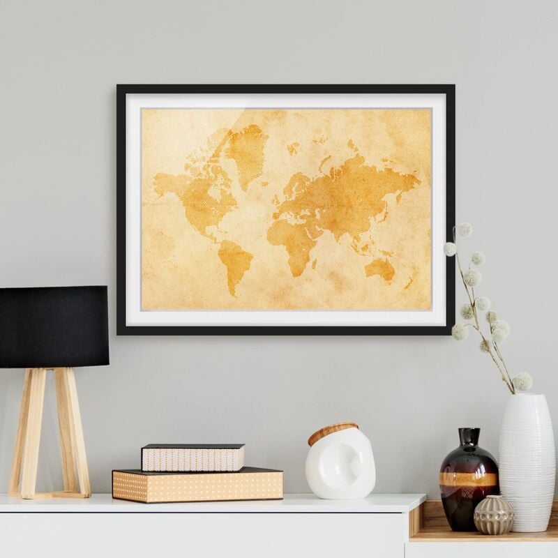 

Póster enmarcado - Vintage World Map Dimensión LxA: 18cm x 24cm, Marco: Negro