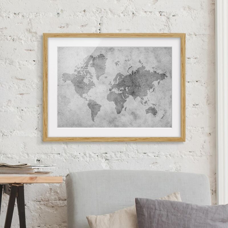 

Póster enmarcado - Vintage World Map II Dimensión LxA: 70cm x 100cm, Marco: Roble