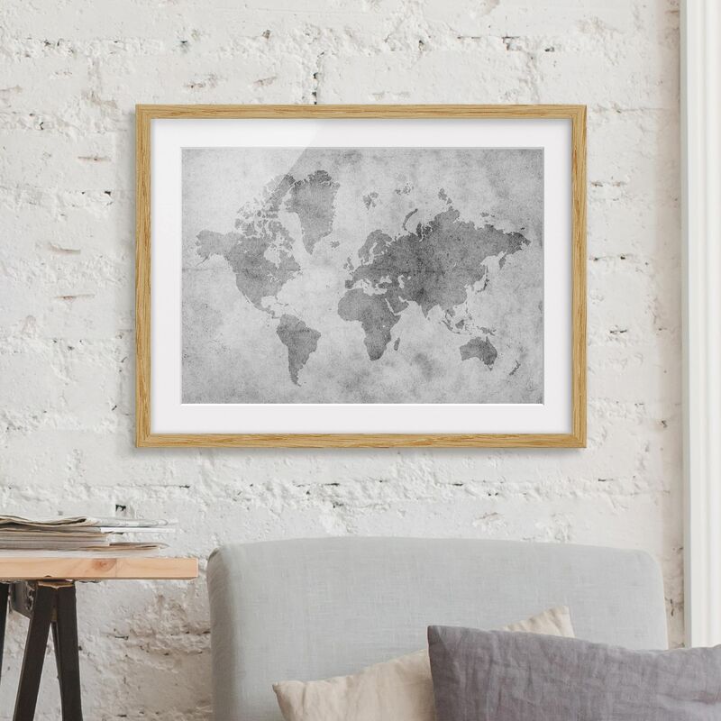 

Póster enmarcado - Vintage World Map II Dimensión LxA: 18cm x 24cm, Marco: Roble