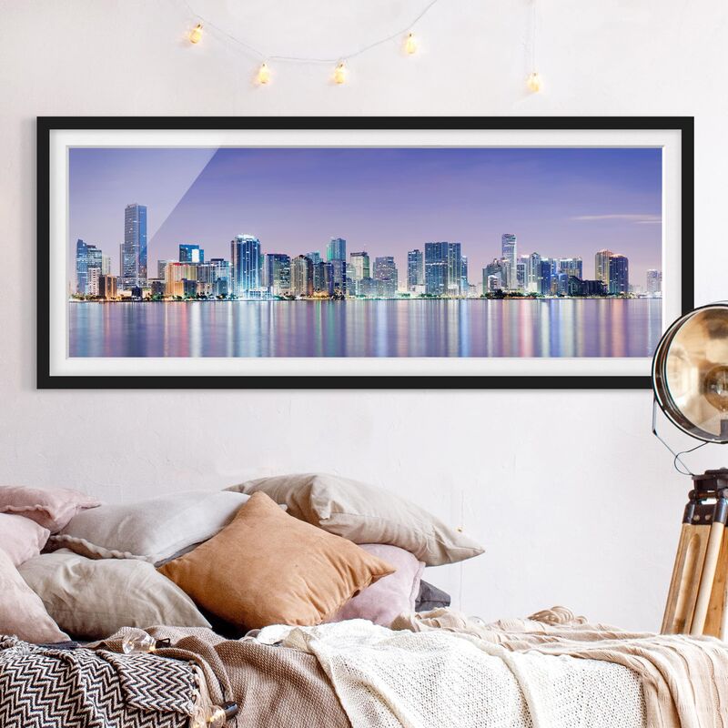 

Póster enmarcado - Viola Miami Beach Dimensión LxA: 30cm x 75cm, Marco: Negro