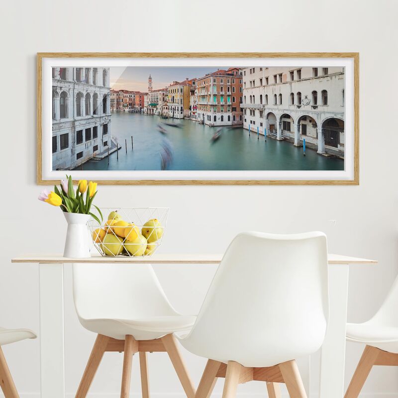 

Póster enmarcado - Vista Canal Grande Dal Ponte Di Rialto Venezia Dimensión LxA: 50cm x 130cm, Marco: Roble
