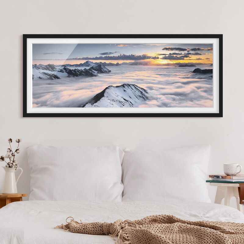 

Póster enmarcado - Vista Di Nubi E Le Montagne Dimensión LxA: 20cm x 50cm, Marco: Negro