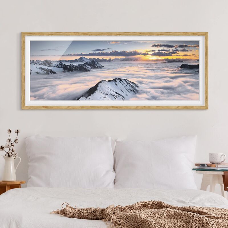 

Póster enmarcado - Vista Di Nubi E Le Montagne Dimensión LxA: 40cm x 100cm, Marco: Roble