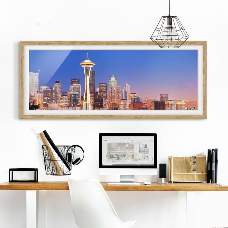 

Póster enmarcado - Vita Notturna Di Seattle Dimensión LxA: 50cm x 130cm, Marco: Roble