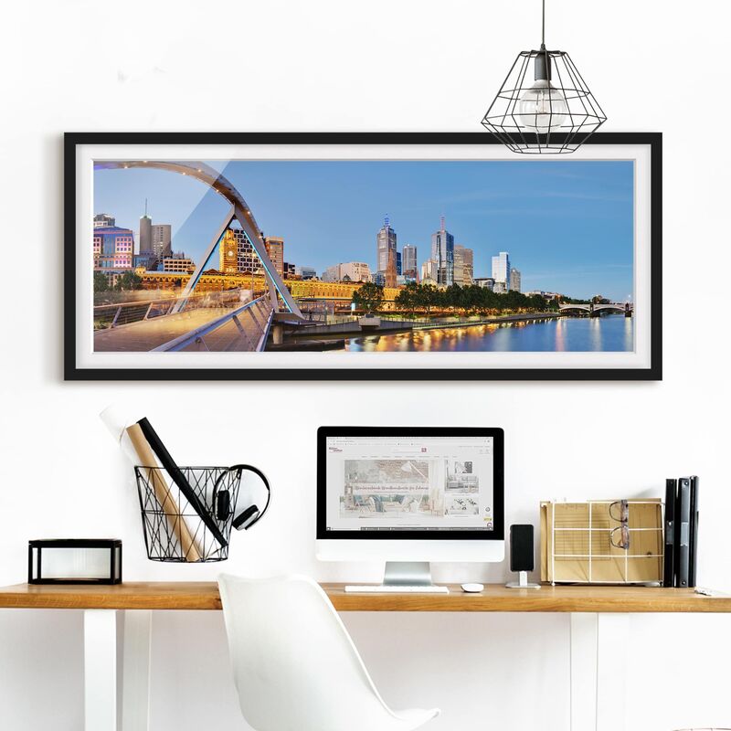 

Póster enmarcado - Vista Attraverso Il Fiume Yarra Dimensión LxA: 40cm x 100cm, Marco: Negro