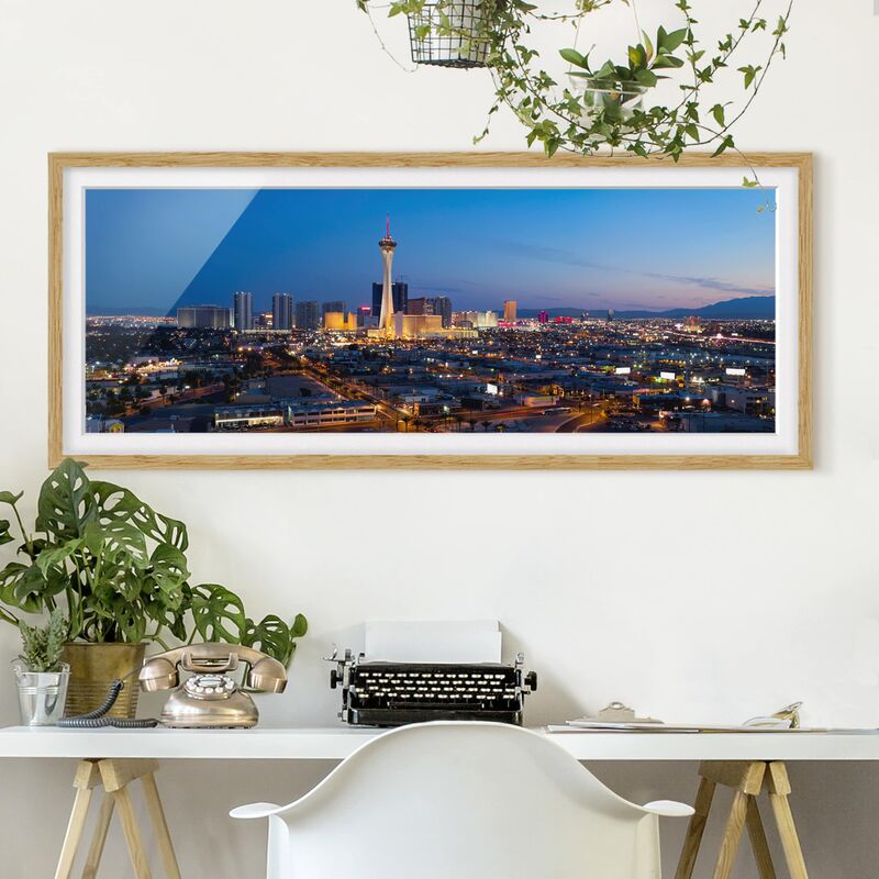 

Póster enmarcado - Viva Las Vegas Dimensión LxA: 40cm x 100cm, Marco: Roble
