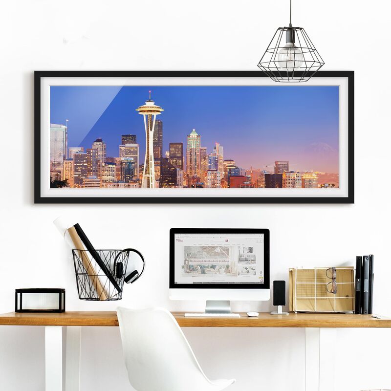 

Póster enmarcado - Vita Notturna Di Seattle Dimensión LxA: 30cm x 75cm, Marco: Negro