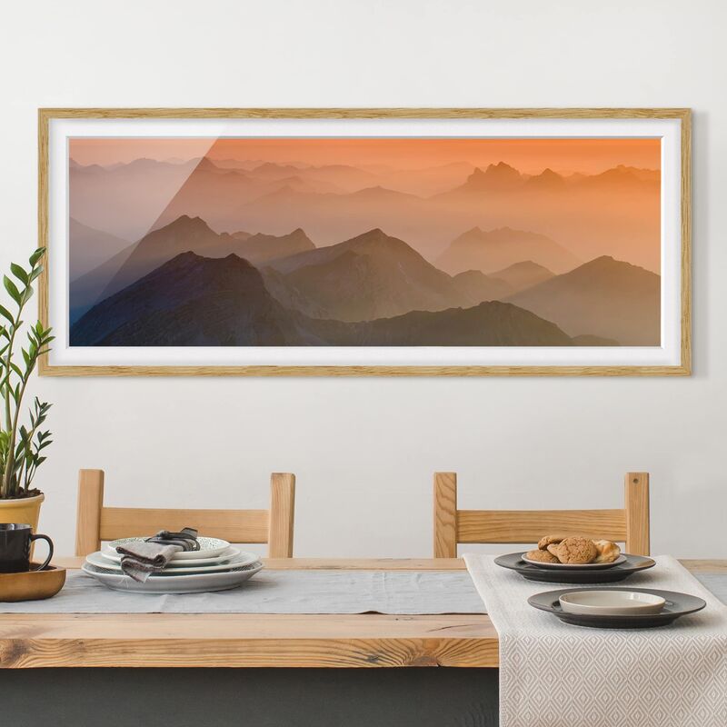 

Póster enmarcado - Vista Dalla Zugspitze Dimensión LxA: 30cm x 75cm, Marco: Roble