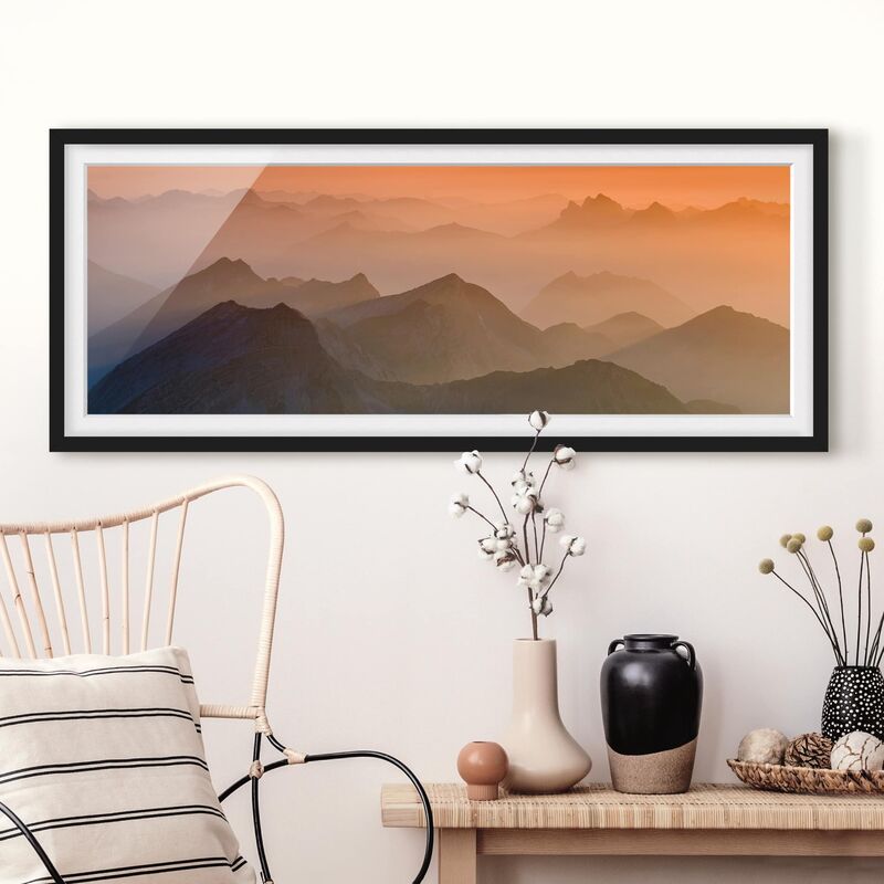 

Póster enmarcado - Vista Dalla Zugspitze Dimensión LxA: 30cm x 75cm, Marco: Negro